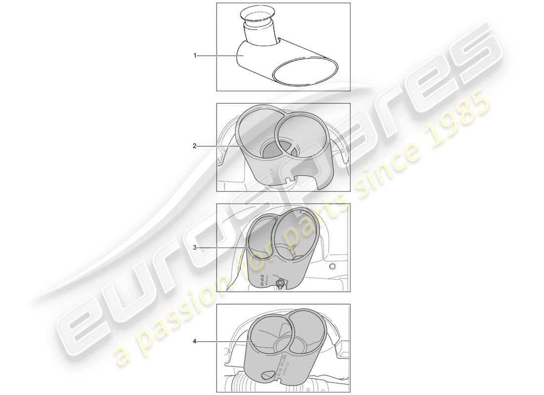 porsche 2005 (tequipment) tubo di scappamento diagramma delle parti