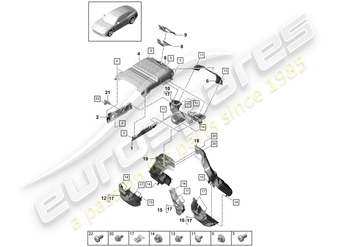 porsche 2019 (panamera 971-1) impianto di scarico diagramma delle parti