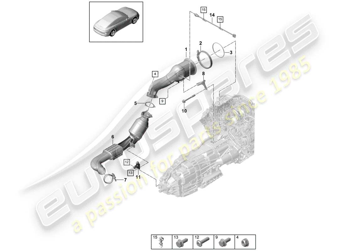 porsche 2018 (panamera 971-1) impianto di scarico diagramma delle parti
