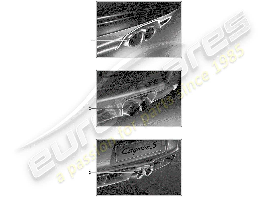 porsche 2005 (tequipment) terminale di scarico sportivo diagramma delle parti