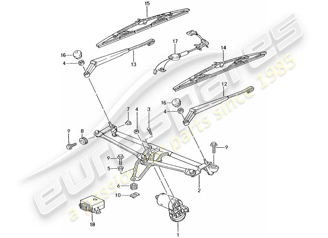 porsche 1997 (986 boxster) sistema tergicristallo compl. - schema delle parti sensore pioggia