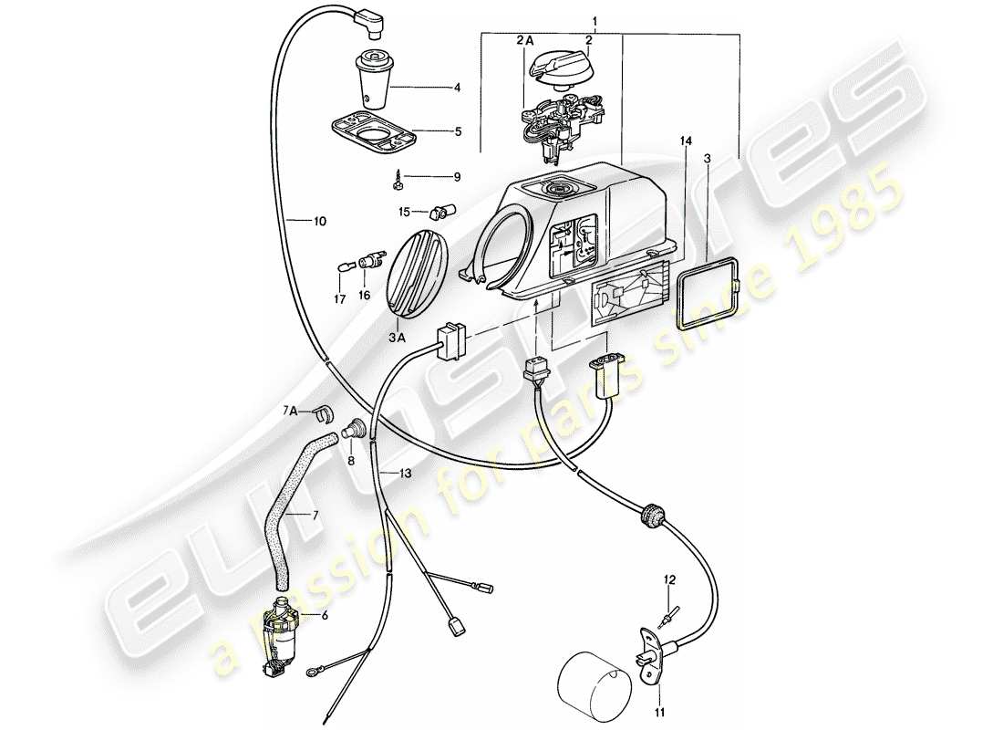 porsche 1986 (911) impianto di riscaldamento 1 diagramma delle parti