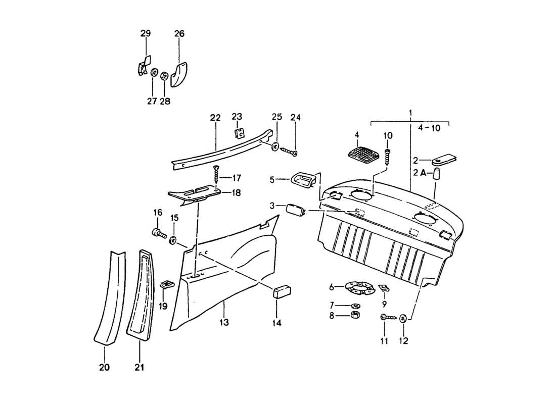 porsche 1994 (964) attrezzature interne diagramma delle parti