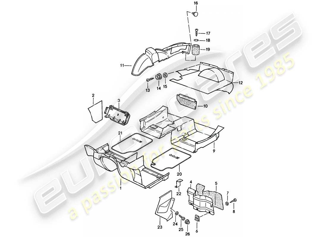 porsche 1982 (944) finiture diagramma delle parti
