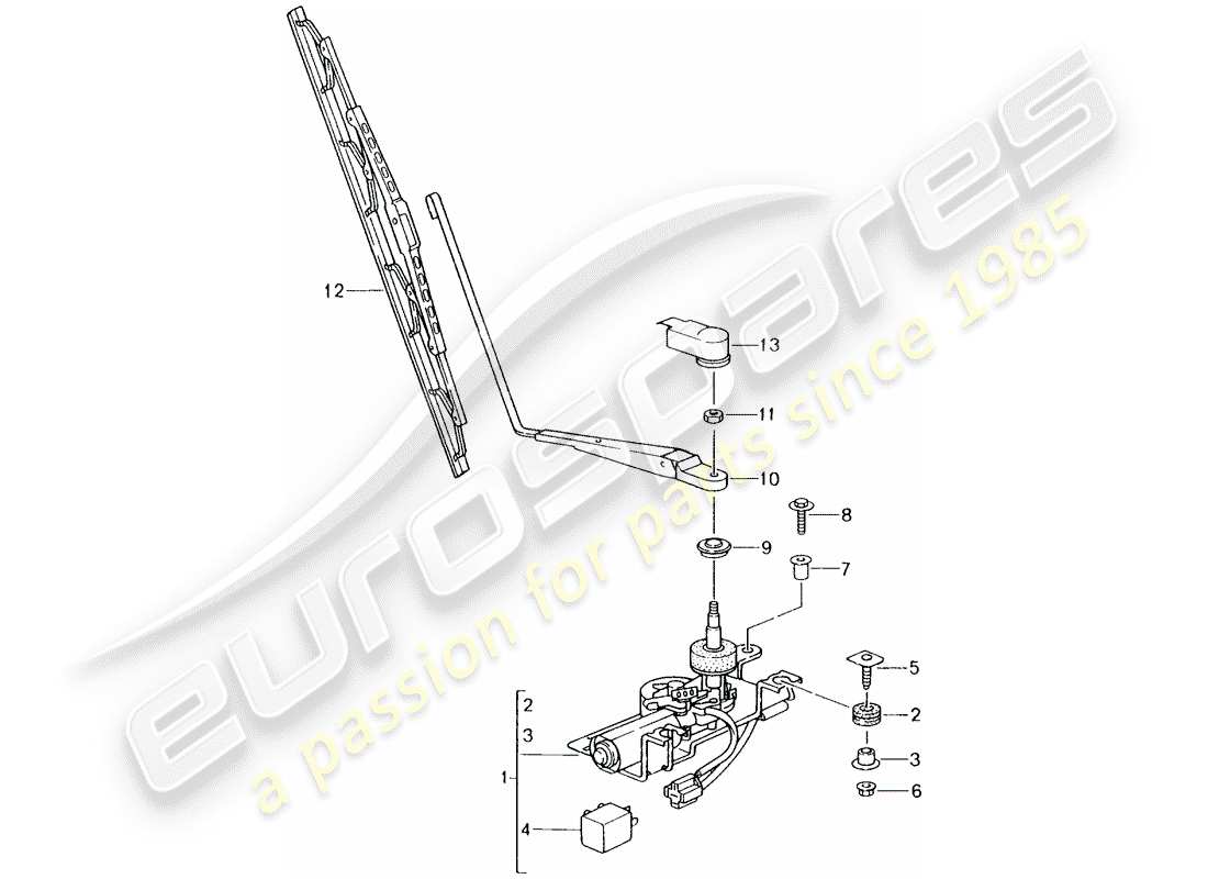 porsche 2004 (996) tergicristallo posteriore diagramma delle parti