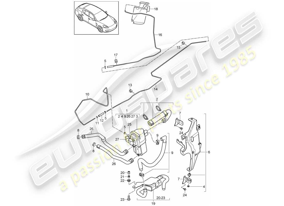 porsche 2012 (panamera 970) riscaldatore aggiuntivo diagramma delle parti