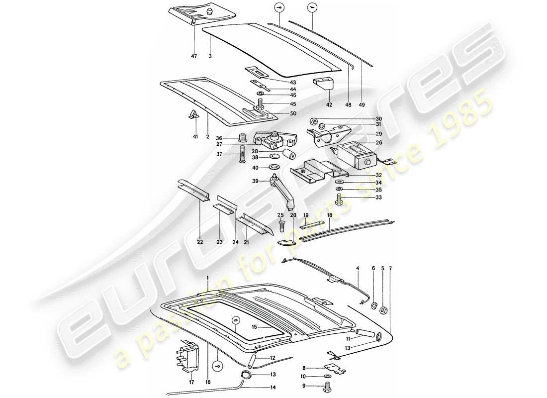 porsche 1977 (911) tetto scorrevole/inclinabile - elettrico diagramma delle parti