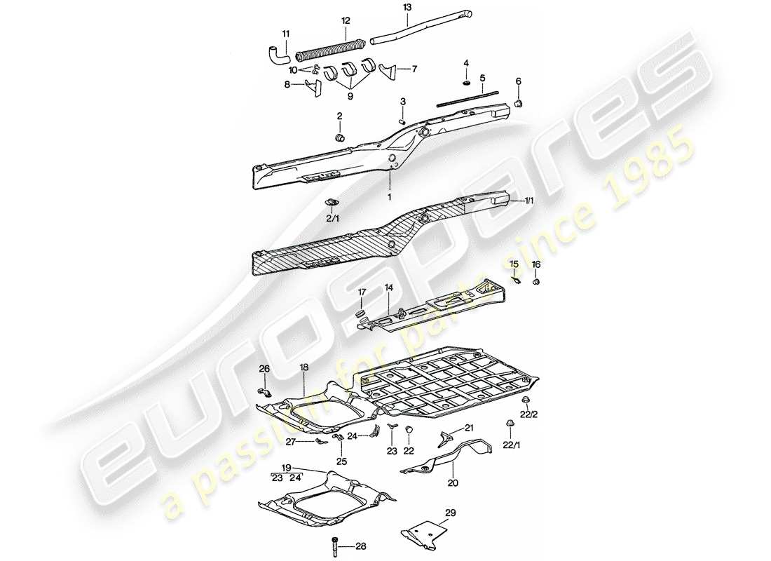 porsche 1977 (911) diagramma delle parti del telaio