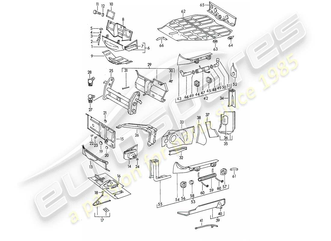 porsche 1963 (356b/356c) telaio - parti singole schema delle parti