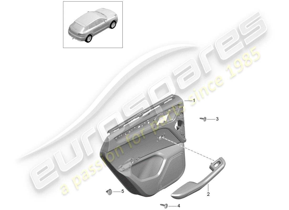 porsche 2018 (macan) schema delle parti del pannello della porta