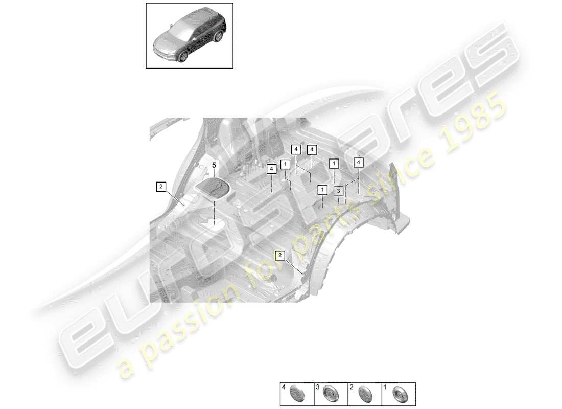 porsche 2018 (cayenne e3 9ya/9yb) tappo diagramma delle parti