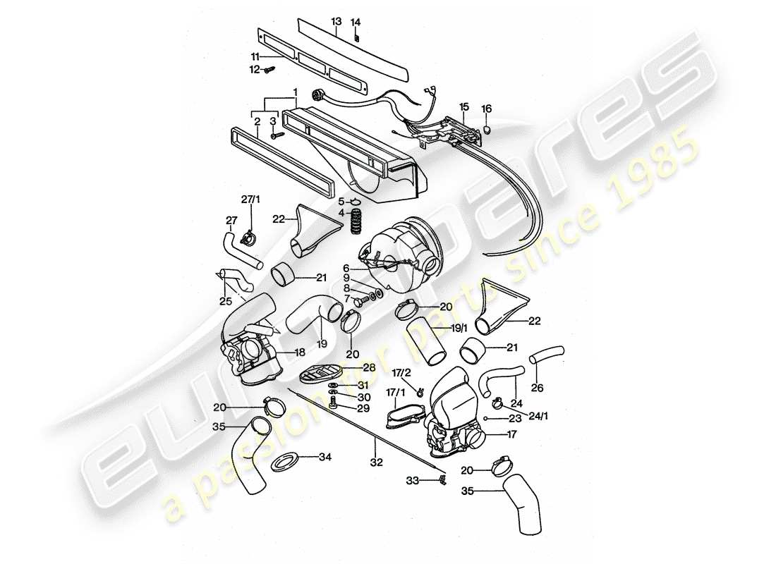 porsche 1977 (911 turbo) ventilazione - sistema di riscaldamento 1 - d >> - mj 1976 schema delle parti