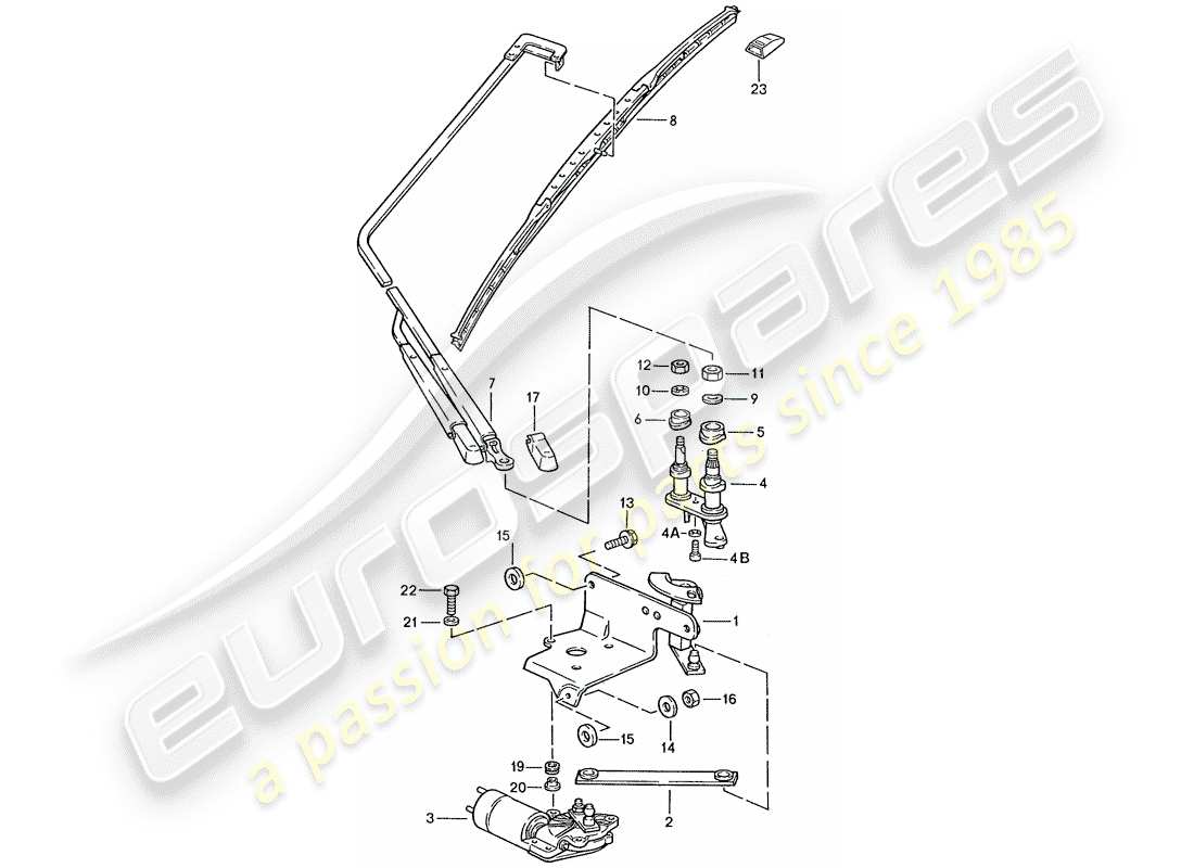 porsche 1990 (928) tergicristallo posteriore diagramma delle parti