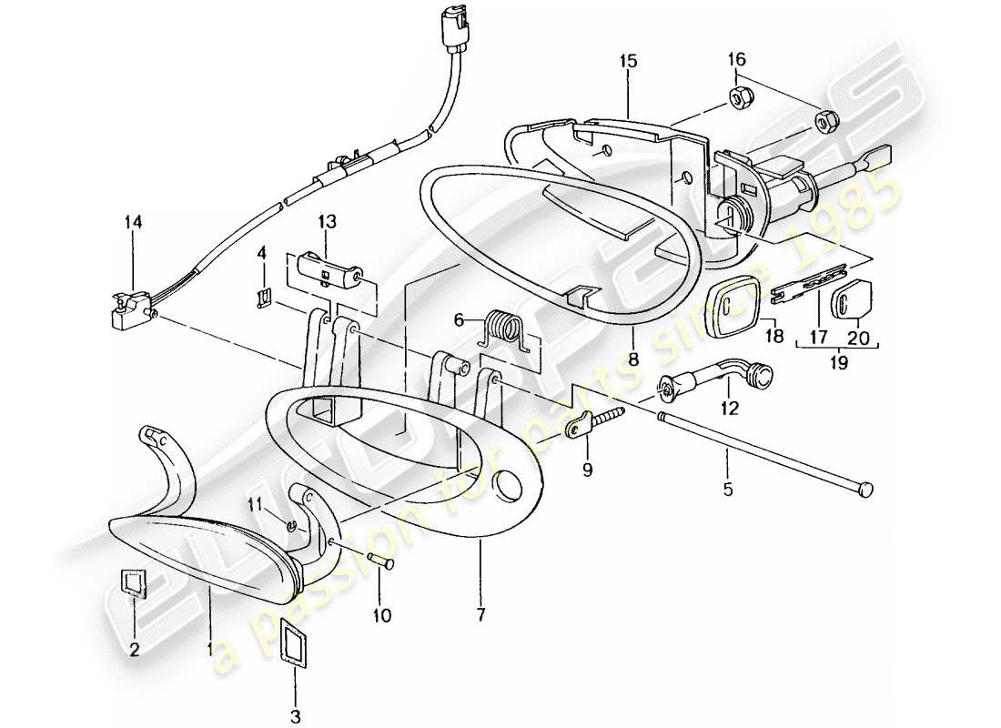 porsche 2005 (996 gt3) maniglia diagramma delle parti