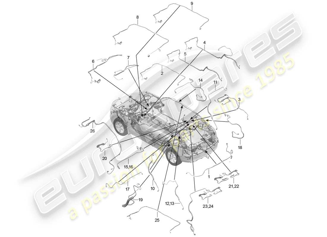 porsche 2018 (macan) cablaggio singolo diagramma delle parti
