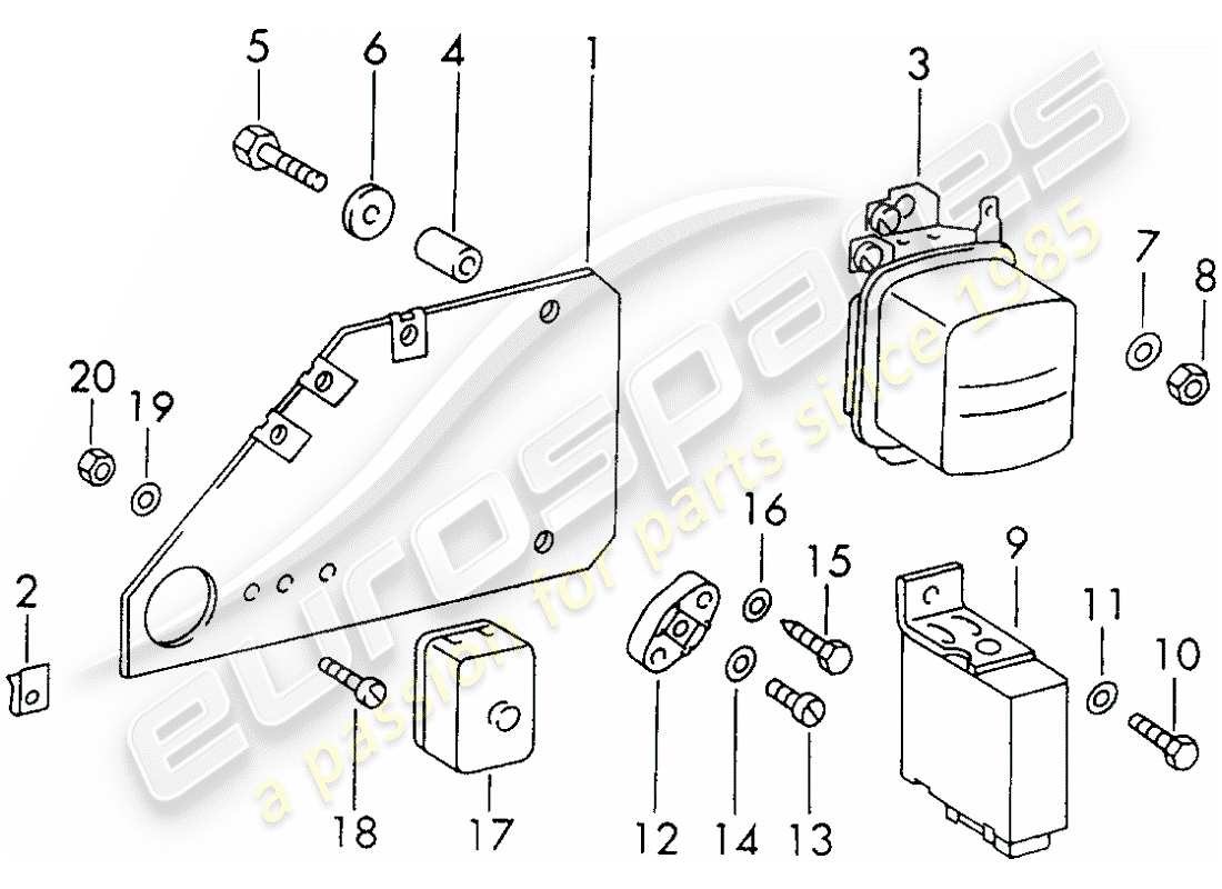 porsche 1965 (911/912) piatto diagramma delle parti