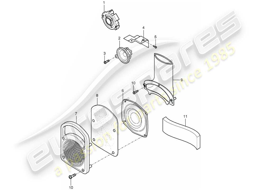 porsche 2005 (carrera gt) altoparlante diagramma delle parti