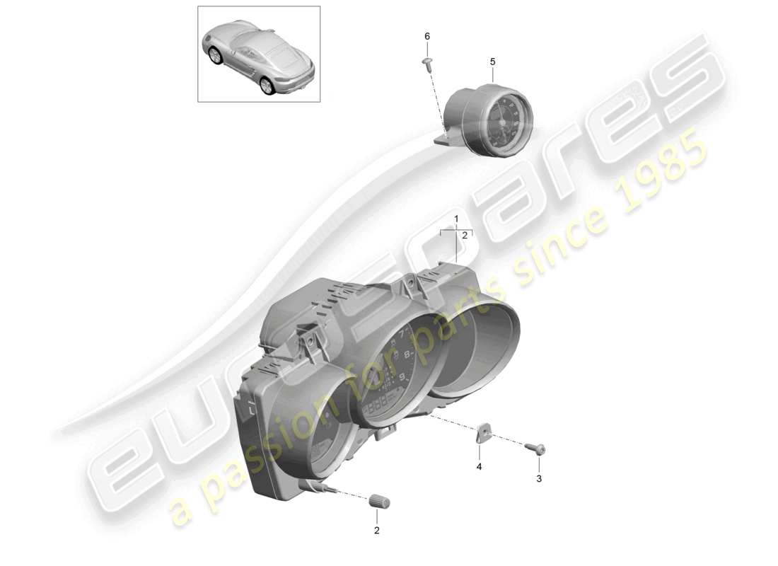 porsche 2020 (718 cayman) cronometro combinato d - 01.06.2020>> diagramma delle parti