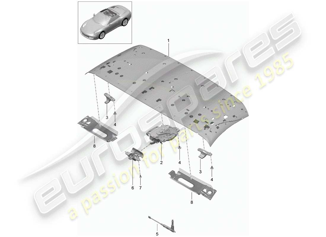 porsche 2015 (991-1) telaio superiore diagramma delle parti