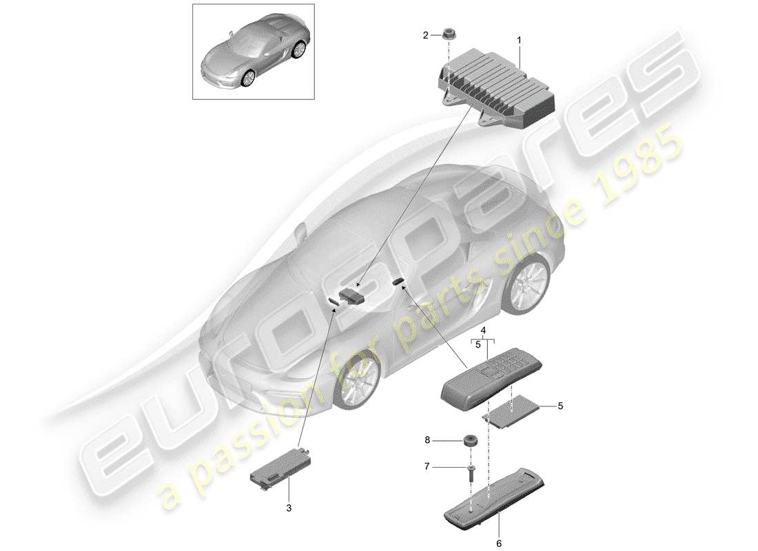 porsche 2016 (981 boxster spyder) diagramma delle parti dell'amplificatore