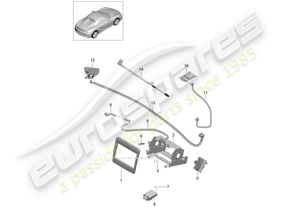 porsche 2016 (981 boxster spyder) preparazione schema delle parti