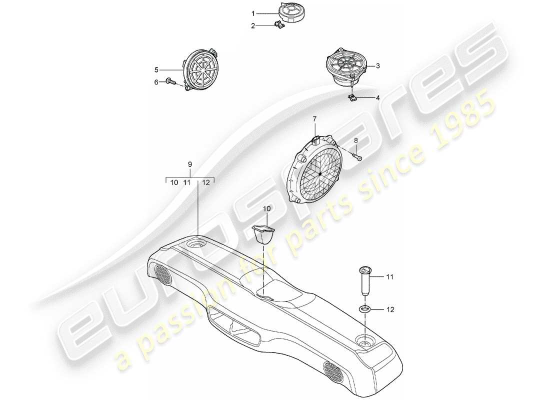 porsche 2005 (987 boxster) altoparlante diagramma delle parti