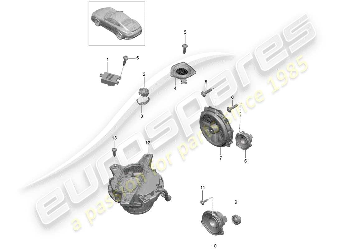 porsche 2015 (991-1 turbo) altoparlante schema delle parti