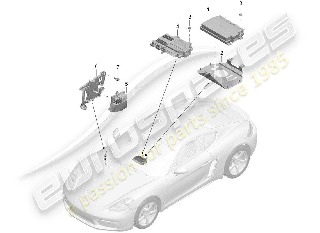 porsche 2018 (718 cayman) diagramma delle parti dell'amplificatore