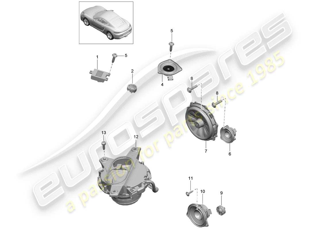 porsche 2020 (718 cayman) altoparlante schema delle parti