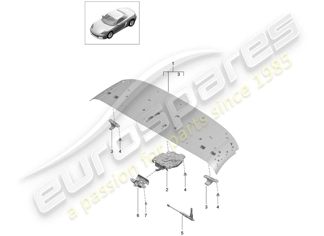 porsche 2020 (718 boxster) telaio superiore diagramma delle parti