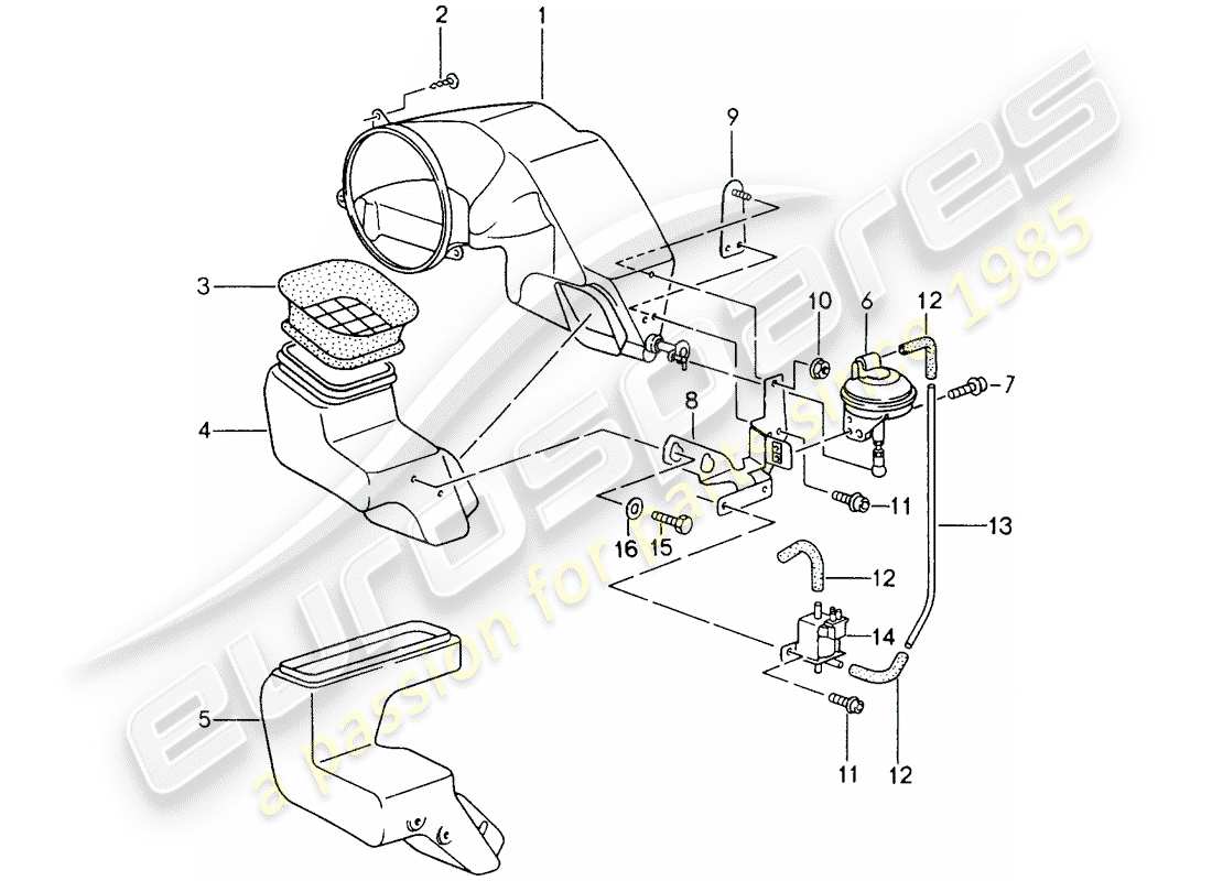 porsche 1995 (993) schema delle parti presa aria fresca