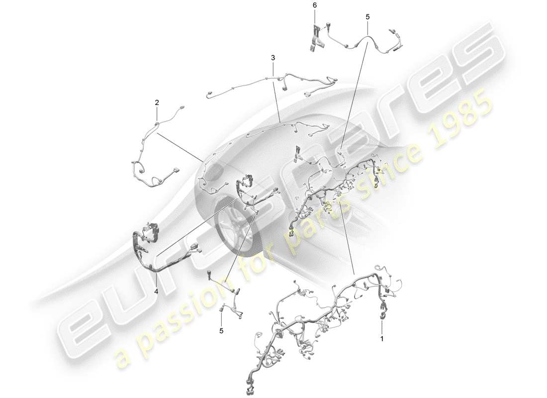 porsche 2020 (718 cayman) cablaggi diagramma delle parti