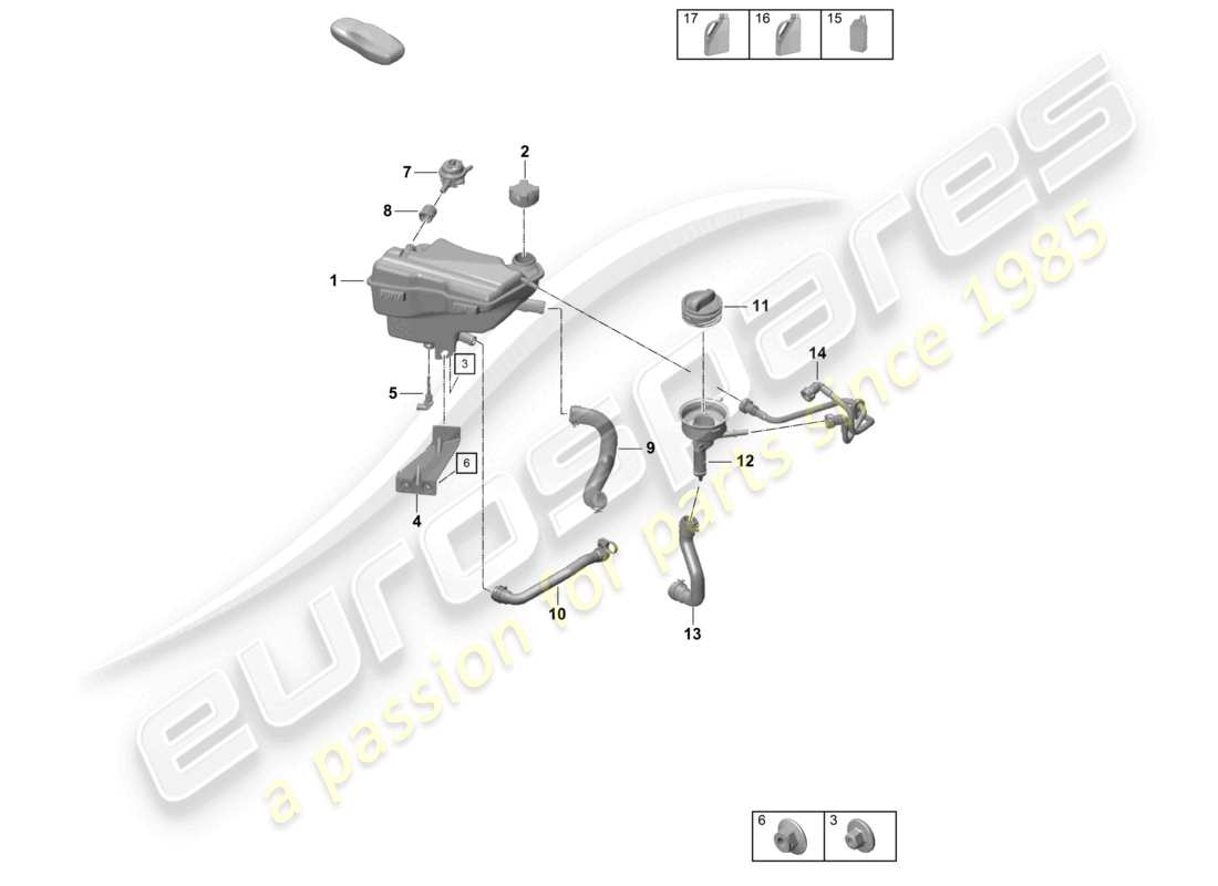 porsche 2020 (718 boxster) serbatoio di espansione liquido refrigerante diagramma delle parti