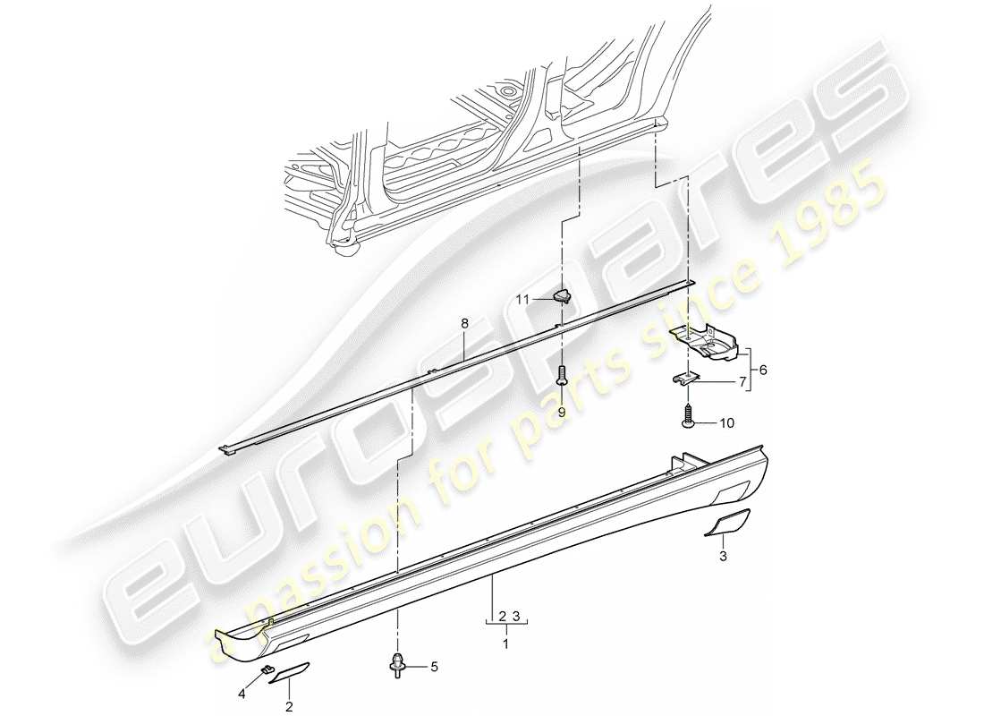 porsche 2009 (cayenne e1 9pa) finiture diagramma delle parti