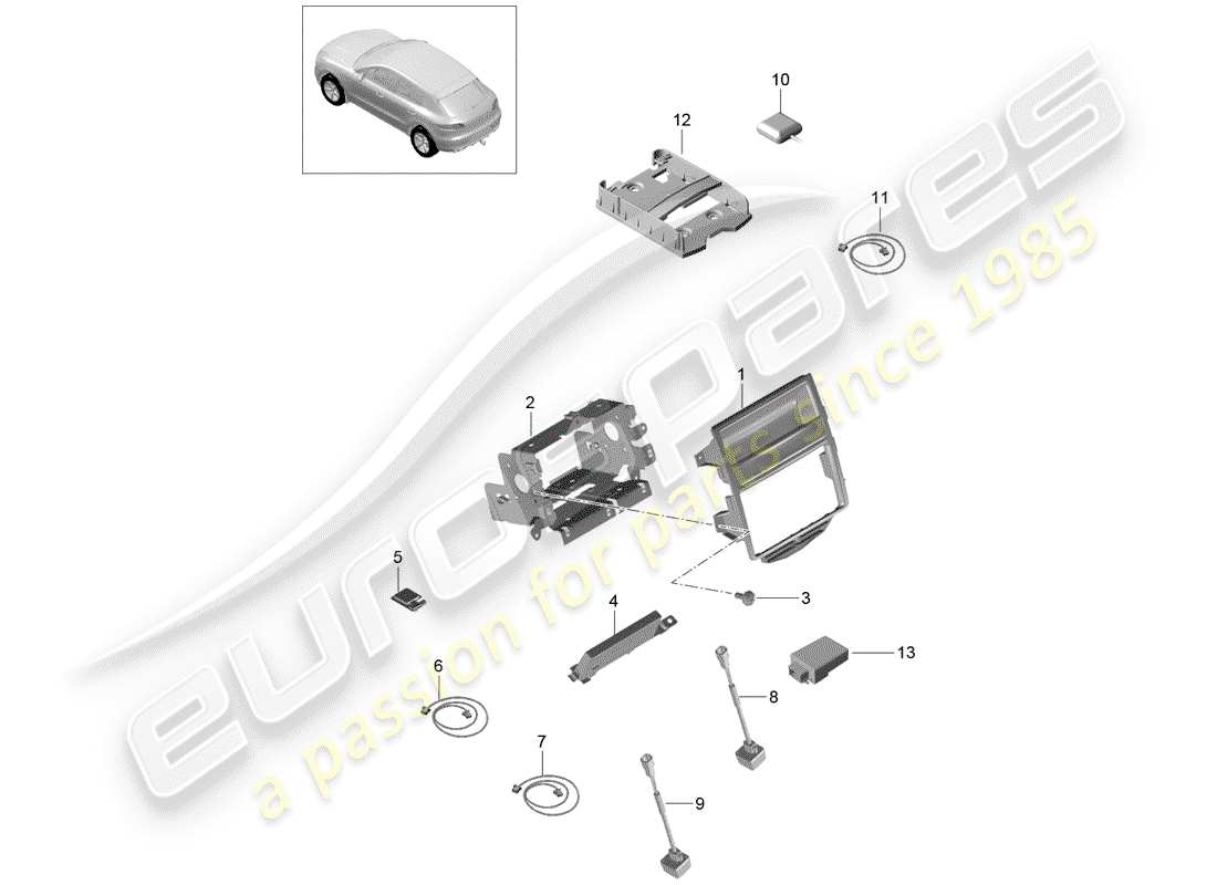 porsche 2018 (macan) per veicoli con diagramma delle parti