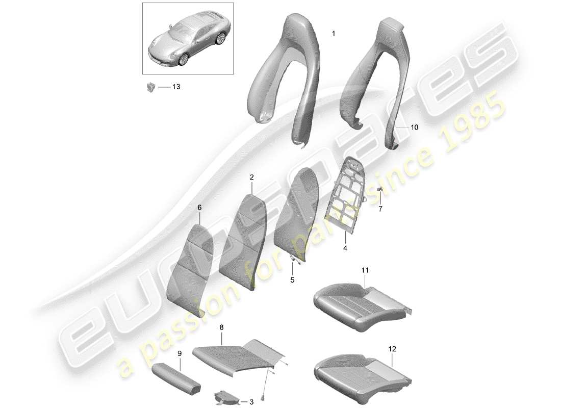 porsche 2017 (991-2) coprisedili diagramma delle parti