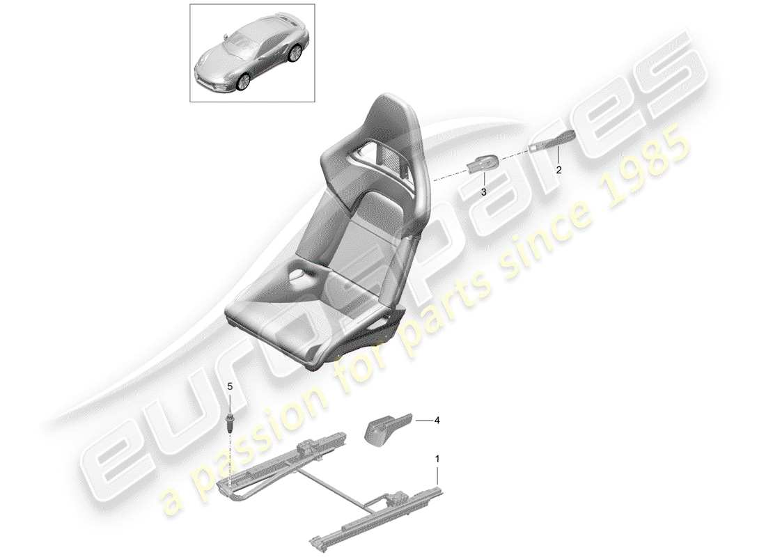 porsche 2017 (991-2 turbo) posto a sedere diagramma delle parti