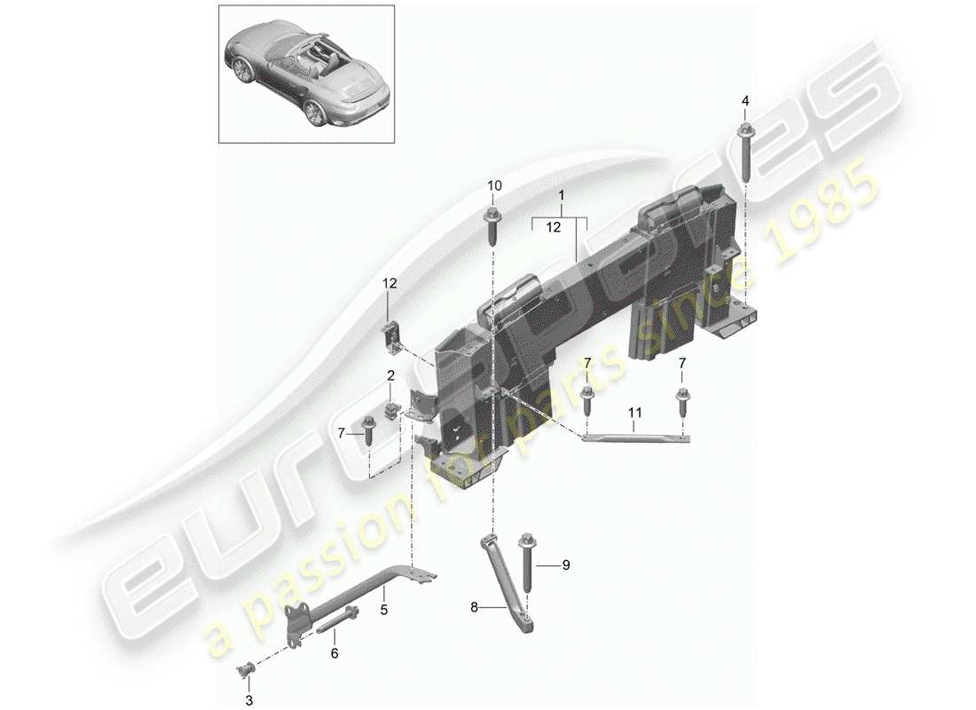 porsche 2016 (991-1 turbo) diagramma delle parti del roll bar