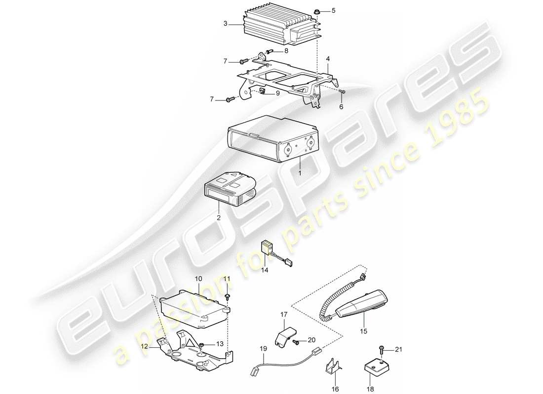 porsche 2008 (cayenne e1 9pa) diagramma delle parti dell'amplificatore