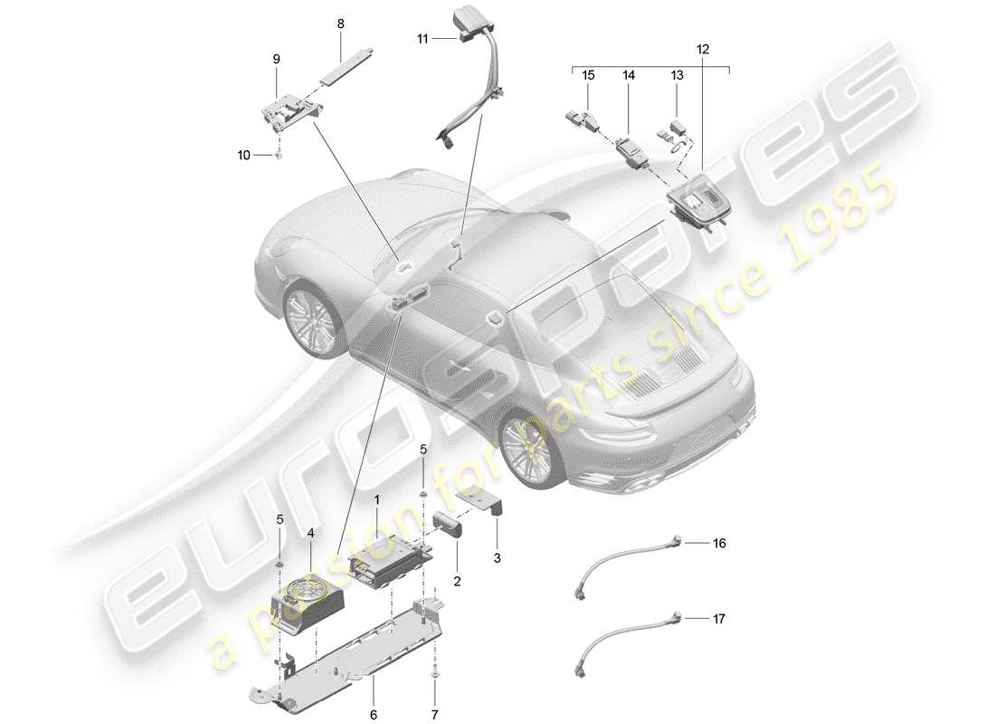 porsche 2016 (991-1 turbo) per veicoli con telefono diagramma delle parti
