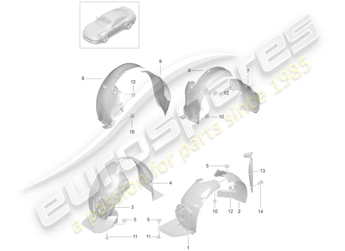 porsche 2017 (991-2 turbo) protezione della timoneria diagramma delle parti