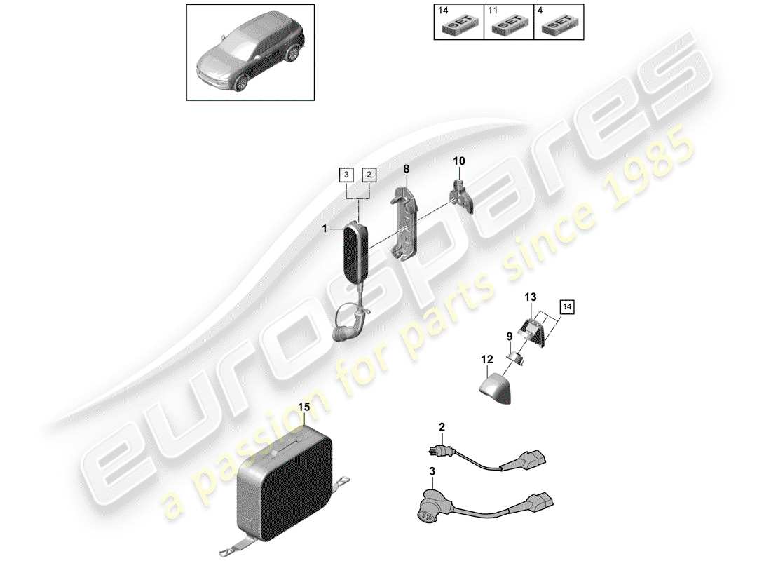 porsche 2019 (cayenne e3 9ya/9yb) cavo di ricarica per la pagina iniziale domestica schema delle parti