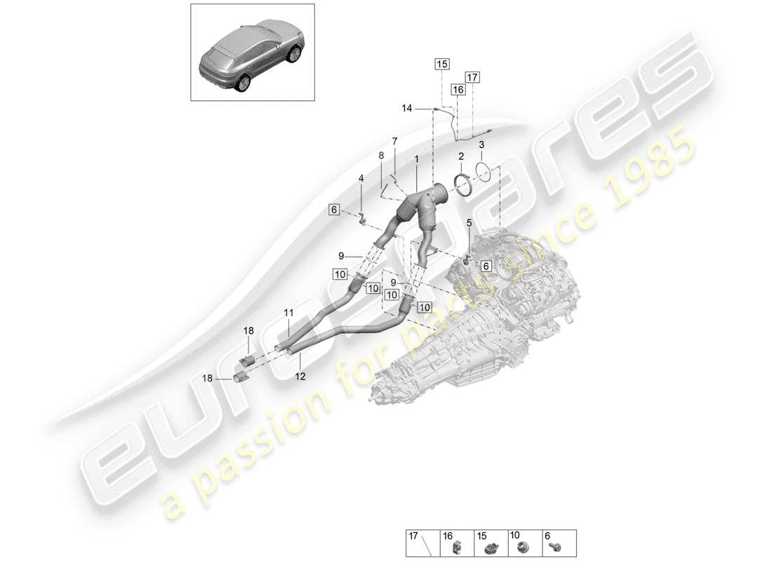 porsche 2019 (macan) catalizzatore diagramma delle parti