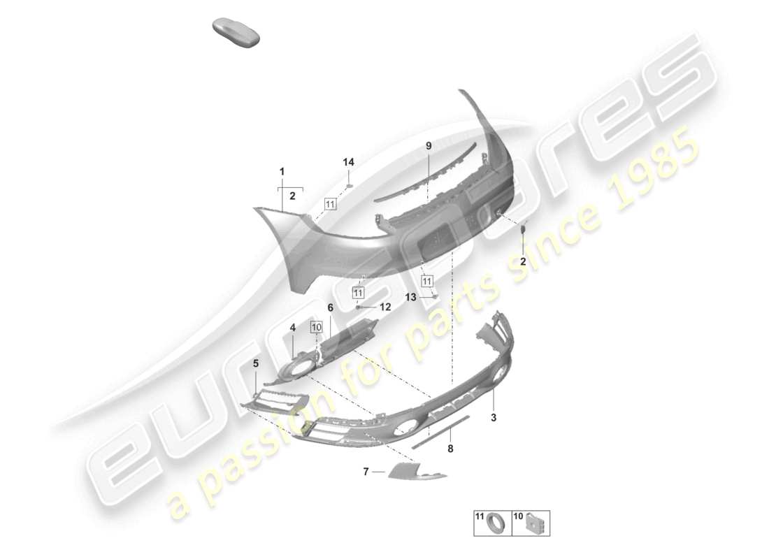 porsche 2019 (992-1) paraurti posteriore gts sistema di scarico sportivo con: accessori schema delle parti
