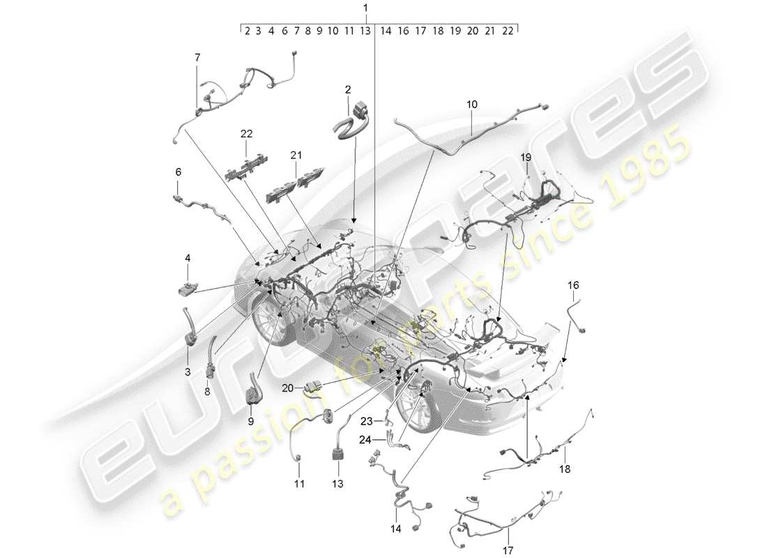 porsche 2019 (991-2 r/gt3/rs) cablaggi diagramma delle parti