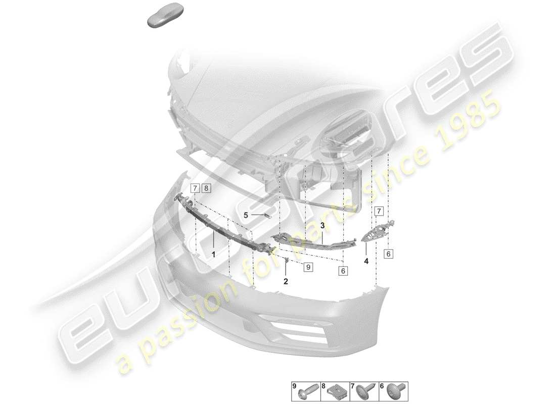 porsche 2019 (992-1) paraurti diagramma delle parti