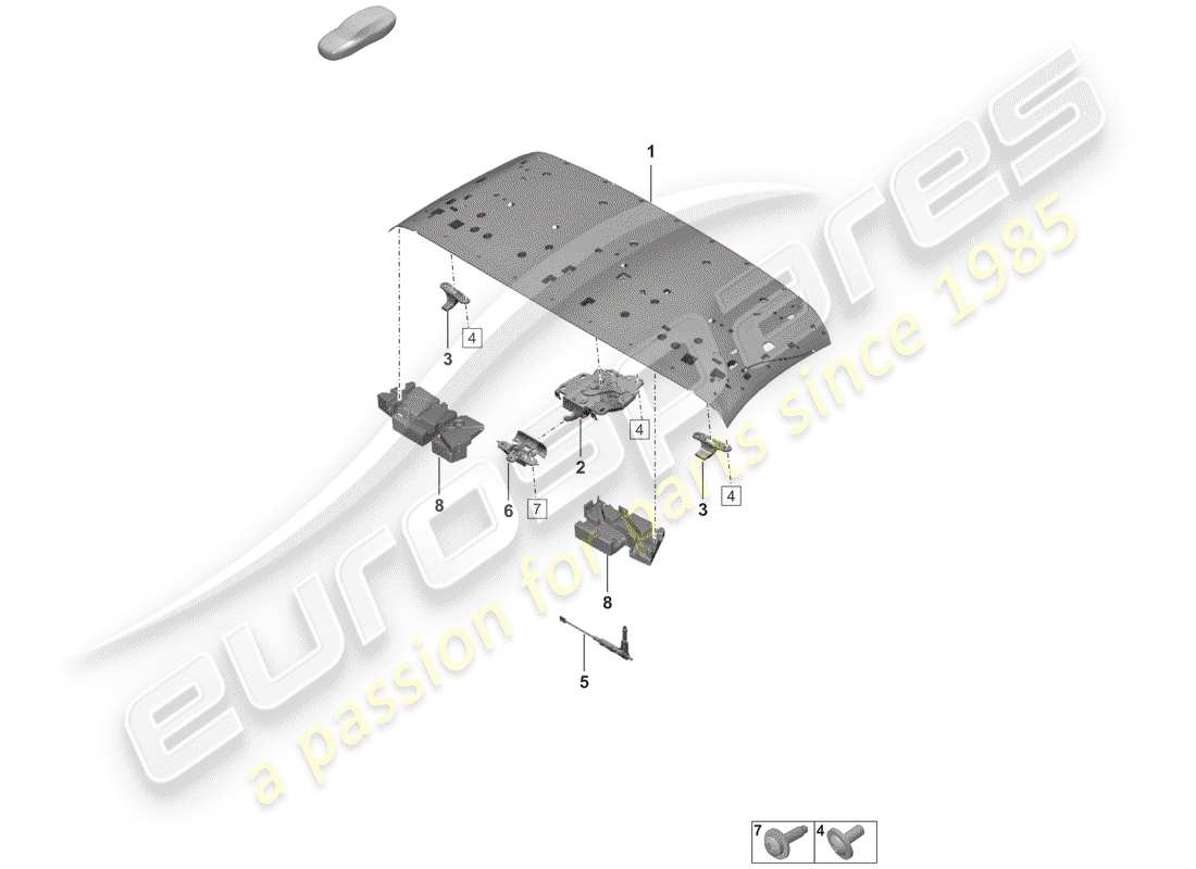 porsche 2019 (992-1) telaio superiore diagramma delle parti