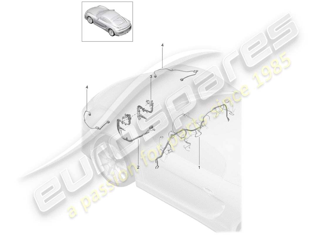 porsche 2016 (981 cayman gt4) cablaggi elettrici schema delle parti