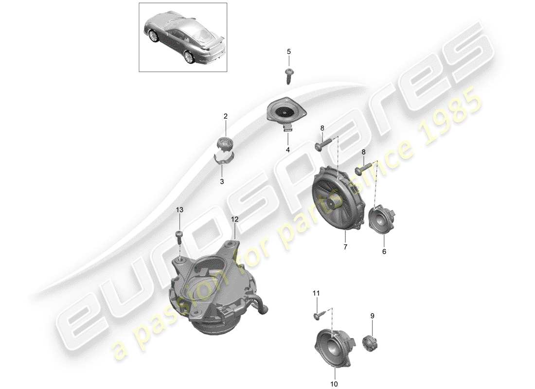 porsche 2014 (991-1 r/gt3/rs) altoparlante diagramma delle parti