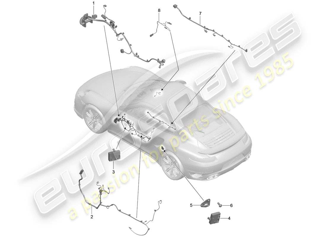 porsche 2016 (991-1 turbo) cablaggi elettrici schema delle parti